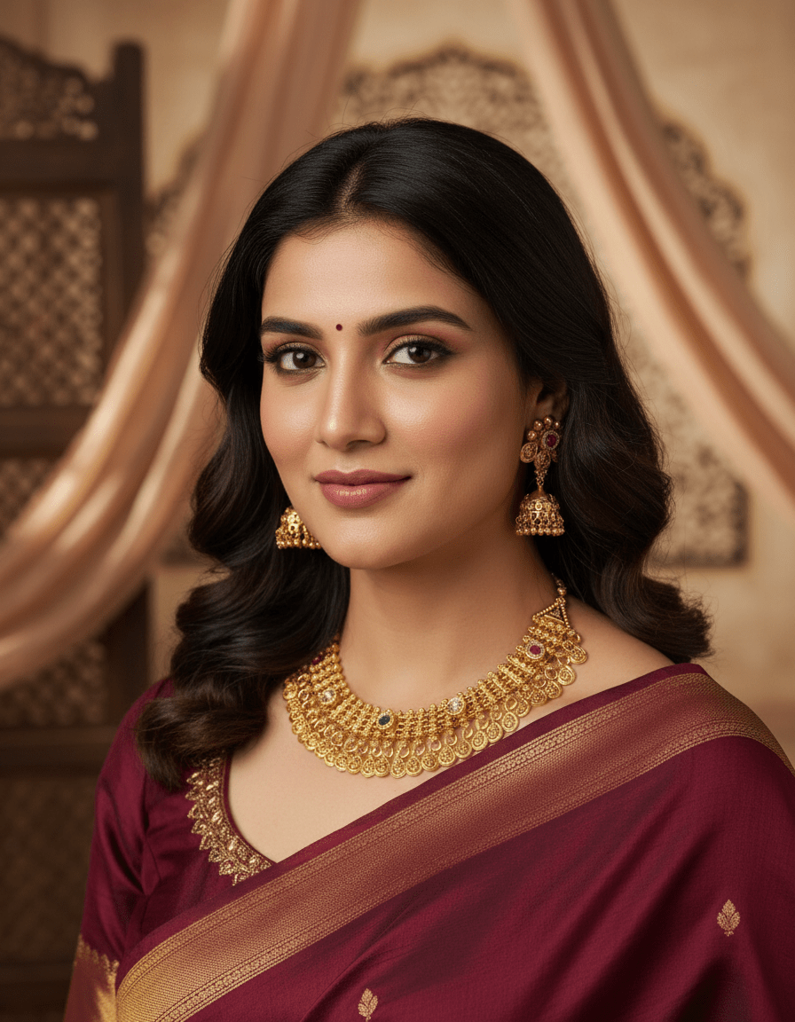 Swati Necklace Set - Brass High Gold