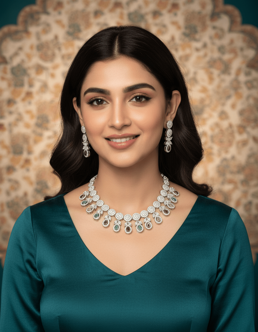 Alina American Premium Silver Necklace Set