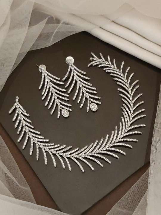 Netra American Diamond Silver Necklace