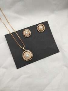 Premium Rosegold Chain Pendant Set D-7