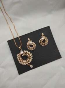 Premium Rosegold Chain Pendant Set D-10