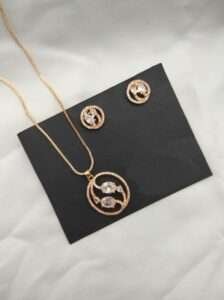 Premium Rosegold Chain Pendant Set D-1