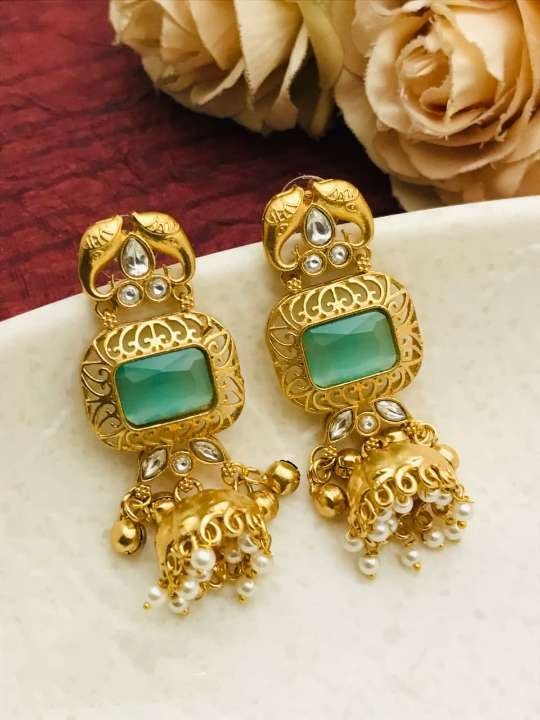 Abha Premium Quality Matt Gold Earring Set Abha Premium Quality Matt Gold Earring Set