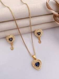 Hira American Diamond High Gold Pendant Set