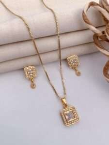 Priya American Diamond High Gold Pendant Set