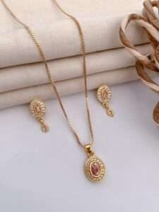Tanvi American Diamond High Gold Pendant Set